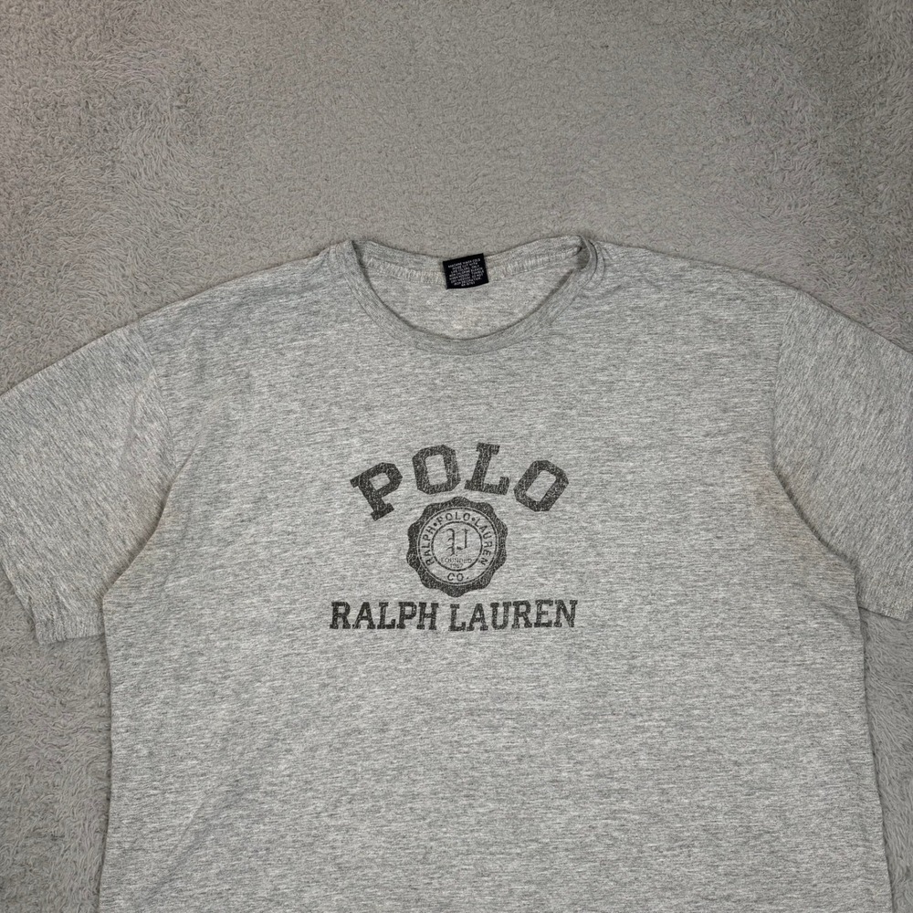 Polo Ralph Lauren Mens Heather Grey Distressed Graphic T-Shirt Size M - Picture 3 of 9